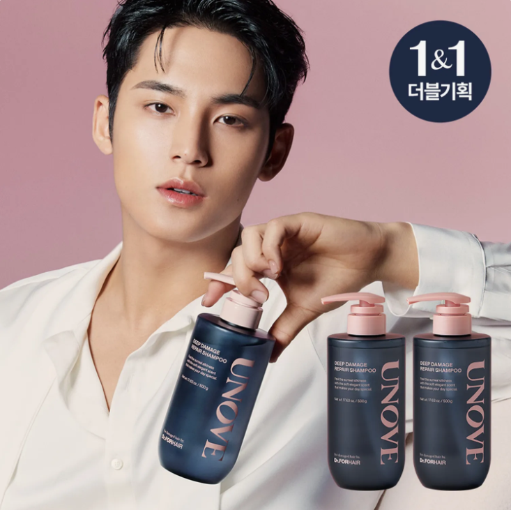 UNOVE Keratin Repair Shampoo (Twin Pack) Sweet Breeze 500g + Romantic Roses 500g